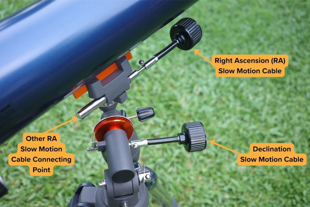 right ascension and declination slow motion cables