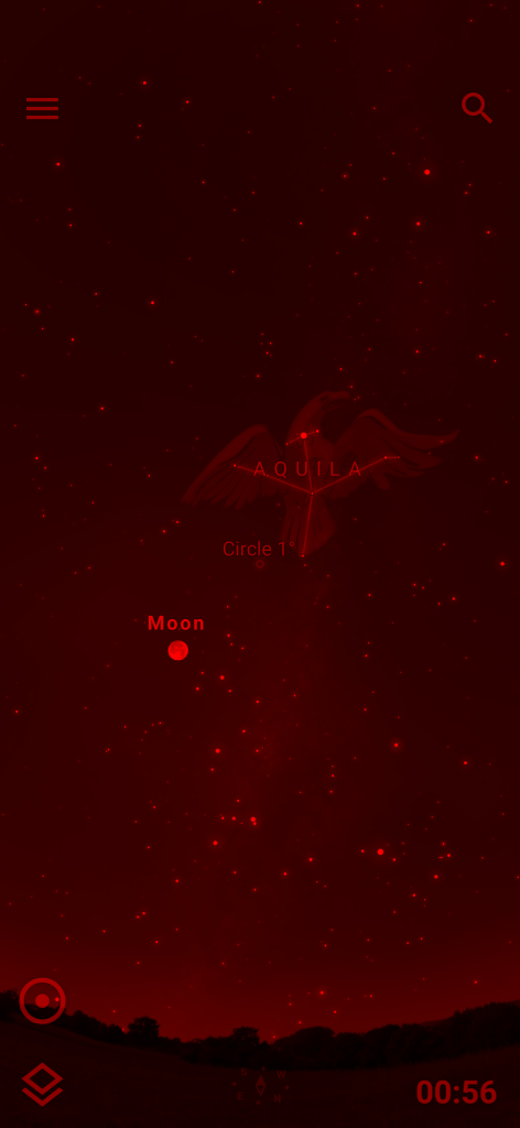 Red filter mode on Stellarium app