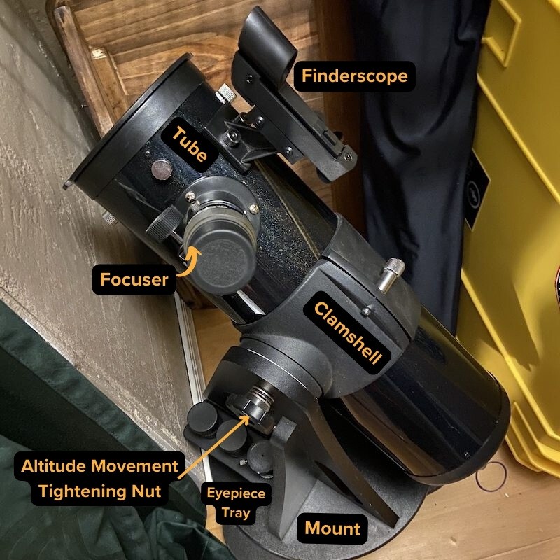 All major parts of Z114 marked on my telescope stored in my basement