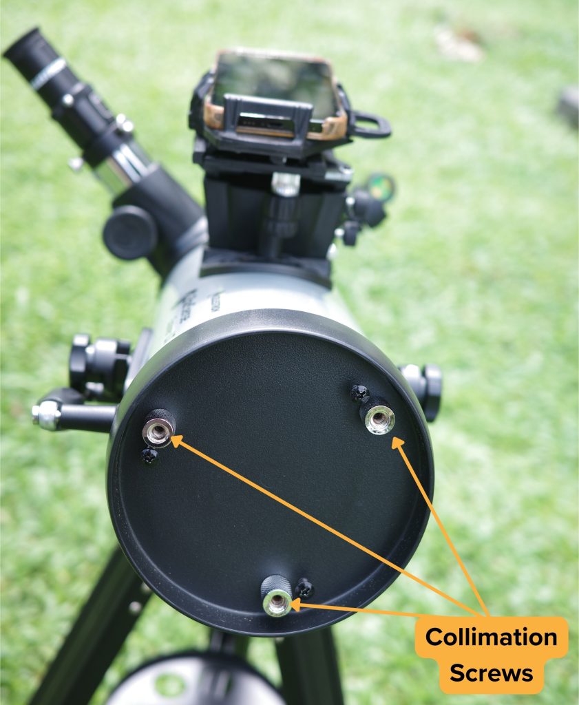 collimation screws for adjusting primary mirrors