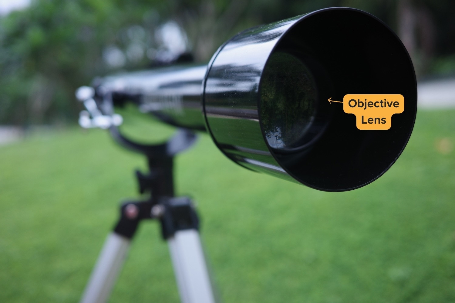 Powerseeker 60AZ's refractor optical tube with the lens