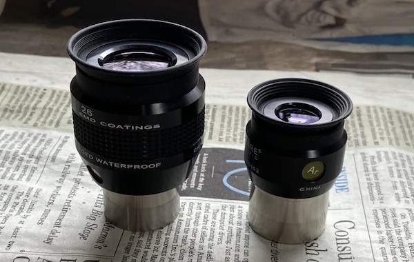 Explore Scientific 62° eyepieces, 26mm and 9mm