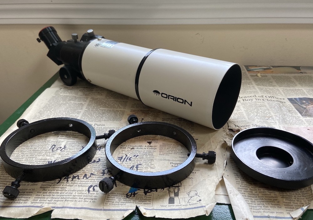 My Orion Short Tube 80mm on a table