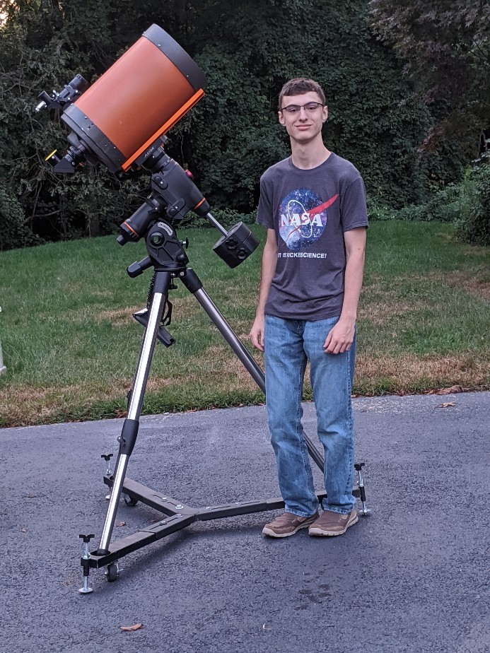 Zane testing one of his cassegrain telescope