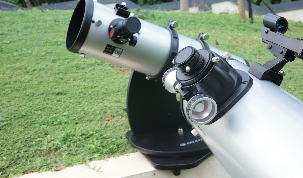 StarSense Explorer 130mm in the background with the DX 130AZ's 2" focuser infront of it