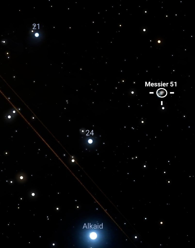 Starhoping to M51 using 21 and 24 stars
