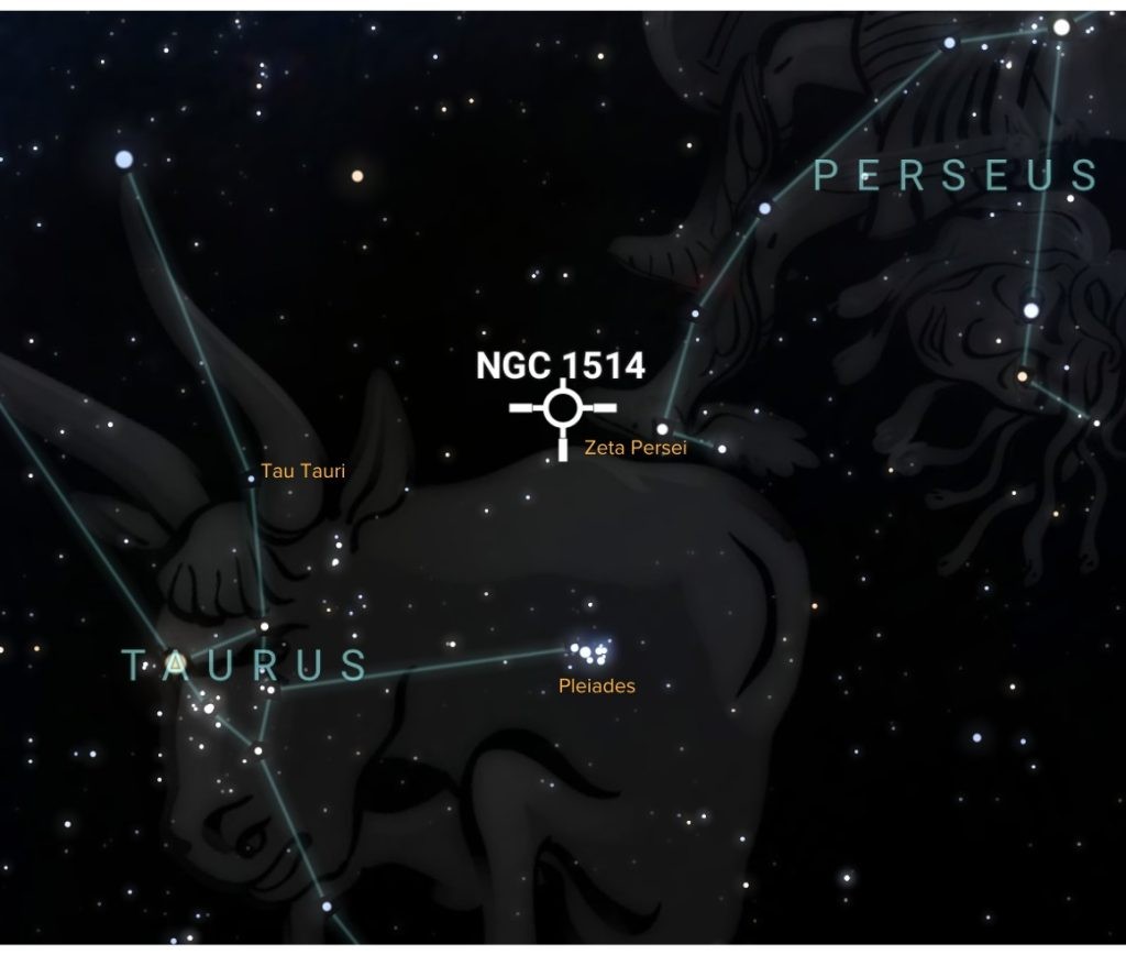Crystal Ball Nebula between Taurus and Perseus constellations