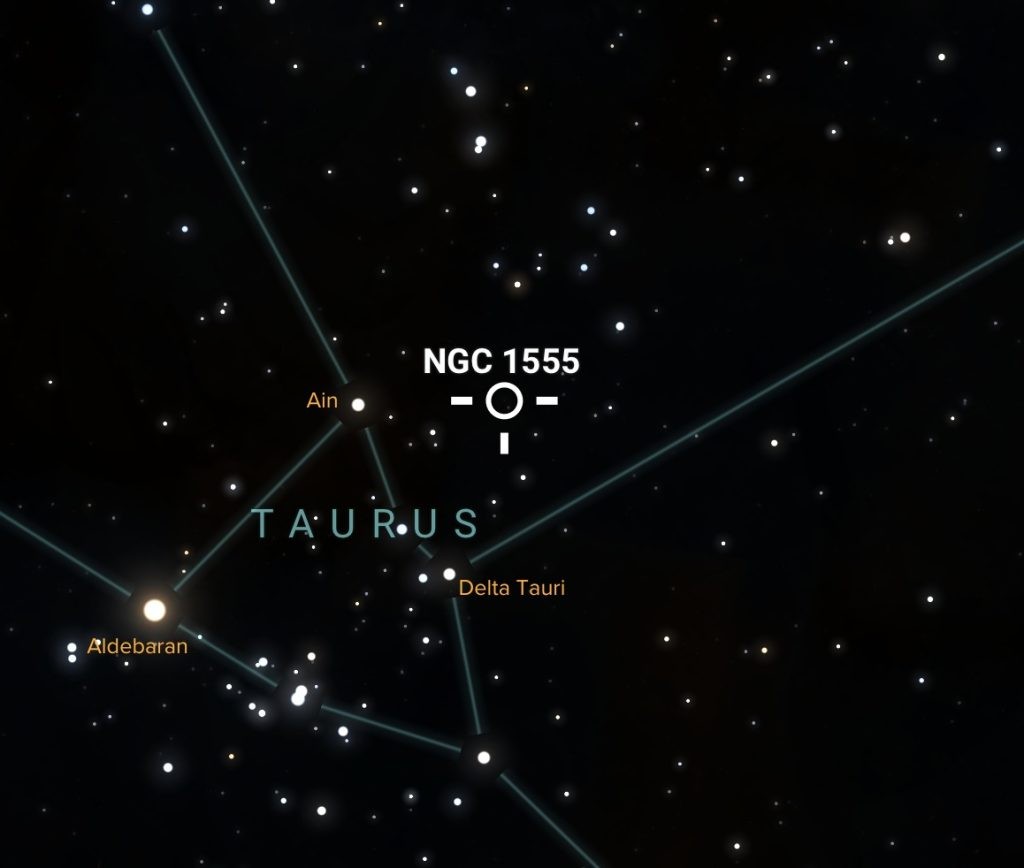  Hind's Variable Nebula location in Taurus