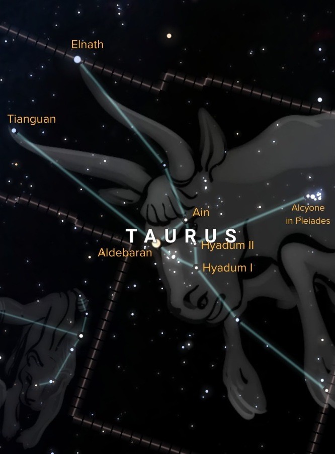 Stars in Taurus constellation