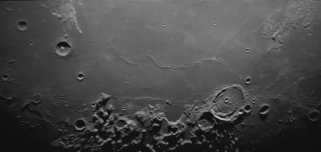 The moon as seen in a 16-inch dobsonian reflector at 460x