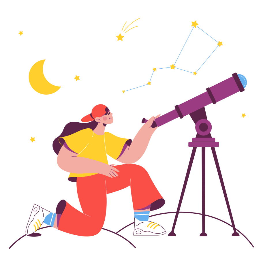 Someone looking through a telescope